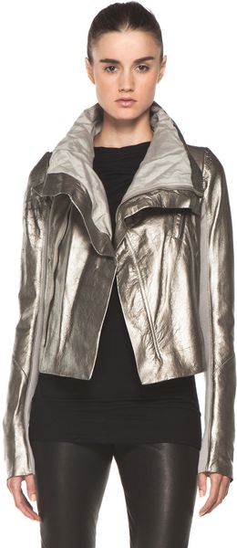 Rick Owens Classic Biker Jacket in Gold - Lyst