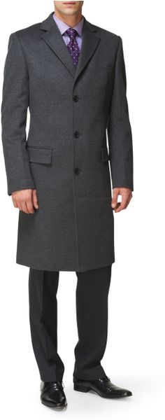 Jaeger Single Breasted Overcoat in Gray for Men (grey) | Lyst