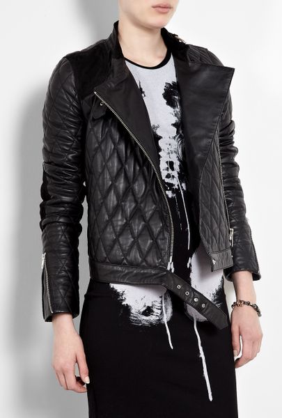 Mcq By Alexander Mcqueen Quilted Leather Motorcycle Jacket in Black | Lyst