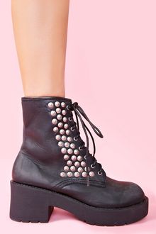 Nasty Gal Sonic Stud Combat Boot - Lyst