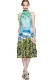Proenza Schouler Ocean Scene Print Sleeveless Halter Flare Dress - Lyst