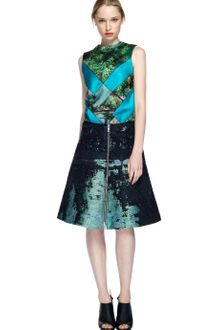 Proenza Schouler Ss Teal and Black Zip Front Aline Skirt - Lyst