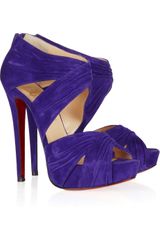 Christian Louboutin Bandra 140 Ruched Suede Sandals