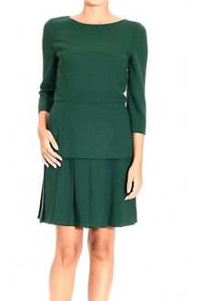 Ermanno Scervino 3/4 Sleeve Double Crepes Pleated Bottom Dress - Lyst