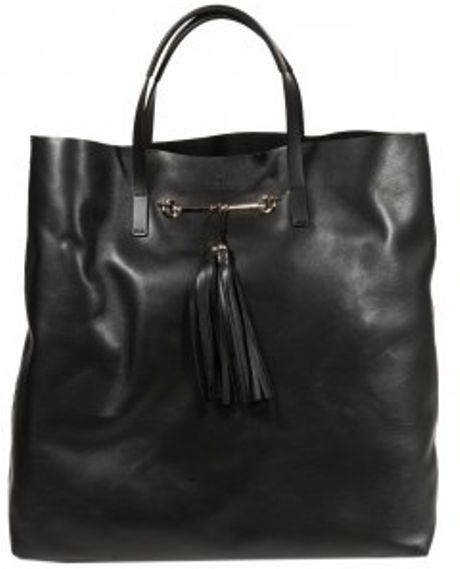 Gucci Park Avenue Leather Clamp Tote Bag in Black - Lyst