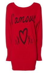 Jane Norman Red Amour Batwing Jumper Dress