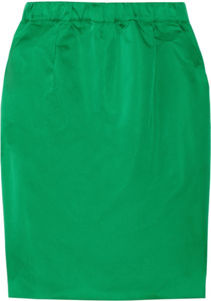 J.crew Satin Pencil Skirt in Green - Lyst