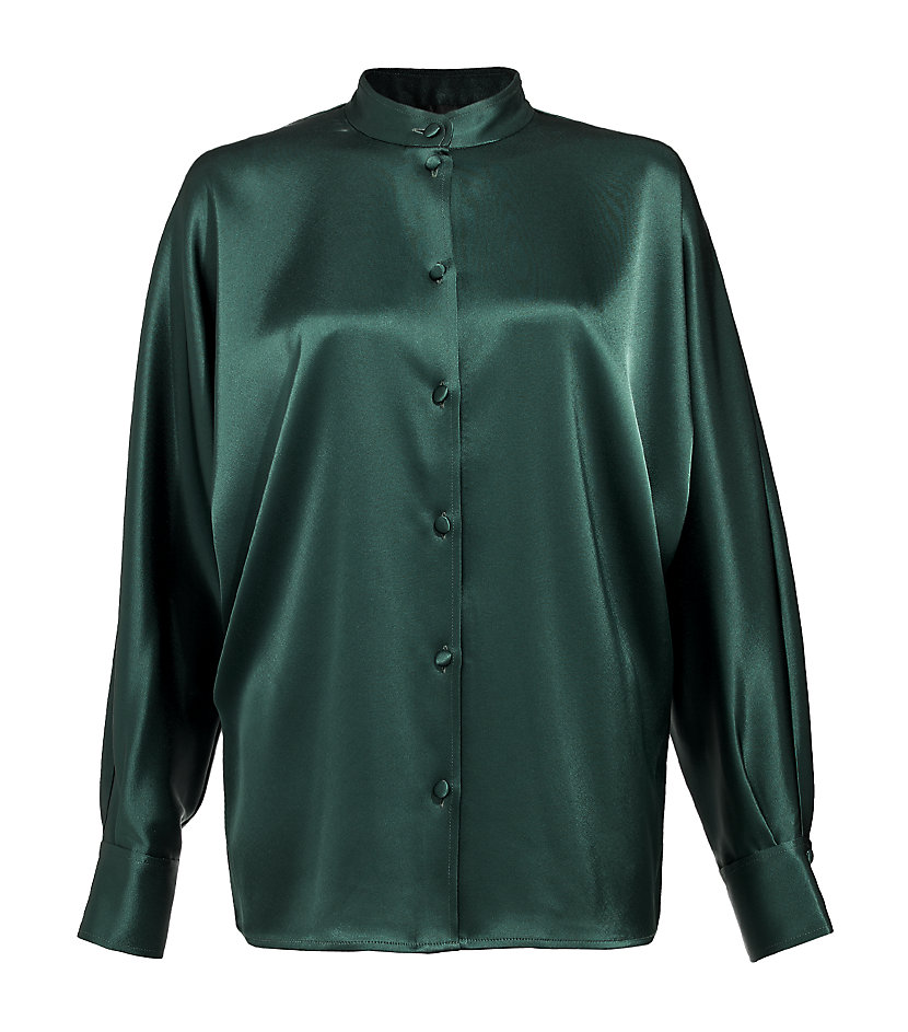 emerald satin blouse
