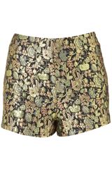 Topshop Floral Metallic Jaquard Shorts