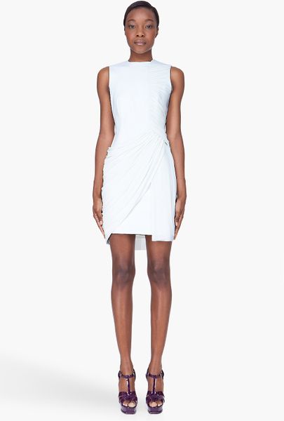 Alexander Wang White Leather Trapped Drape Dress in White - Lyst