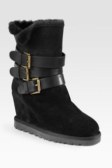 Ash Yes Suede Leather Wedge Boots - Lyst