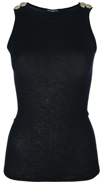 Balmain Button Detail Vest - Lyst