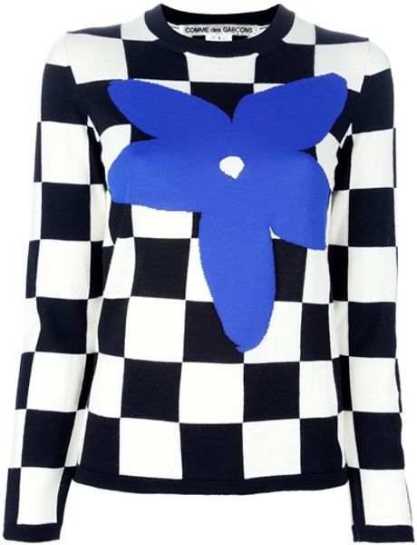 Comme Des Garçons Chequered Print Sweater in Black - Lyst