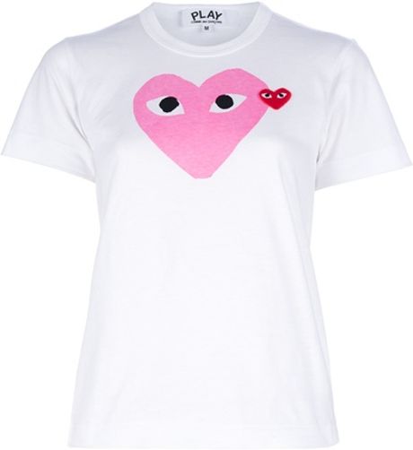 Comme Des Garçons Logo Print Tshirt in White - Lyst