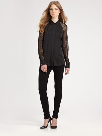 Equipment Quinn Lacetrim Silk Shirt - Lyst