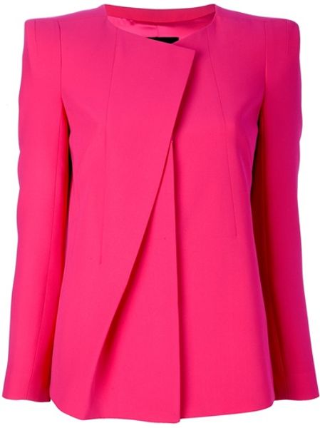 Giorgio Armani Collarless Blazer in Pink - Lyst