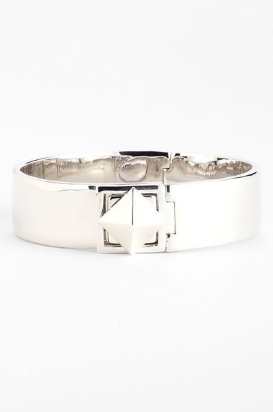 Kate Spade Locked in Stud Hinged Bangle in Silver - Lyst