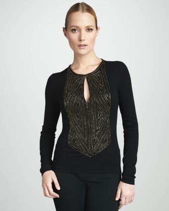 Naeem Khan Embroidered Cashmere Sweater - Lyst