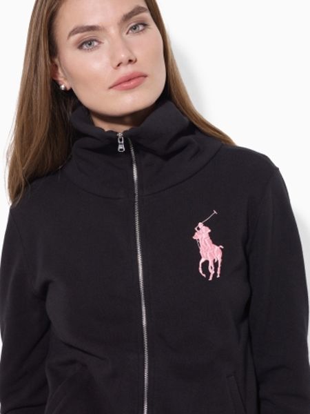 Ralph Lauren Pink Pony Zipfront Jacket in Black | Lyst