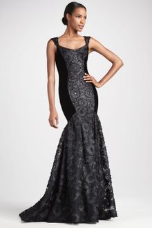 Theia Flared Contour Panel Gown - Lyst