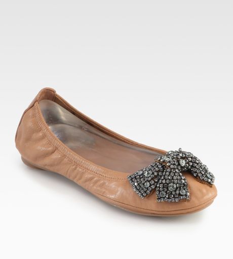tory burch eddie ballet flat with crystal bow
