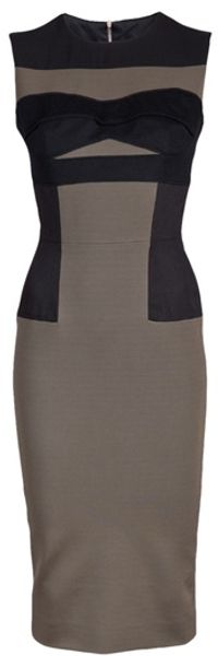 Victoria Beckham Panel Dress in Khaki - Lyst