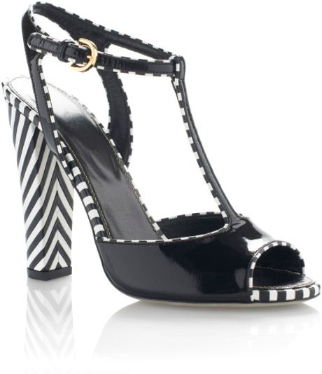 Sergio Rossi Ss Optikala High Heel Tstrap Sandal in Black (black/white) - Lyst