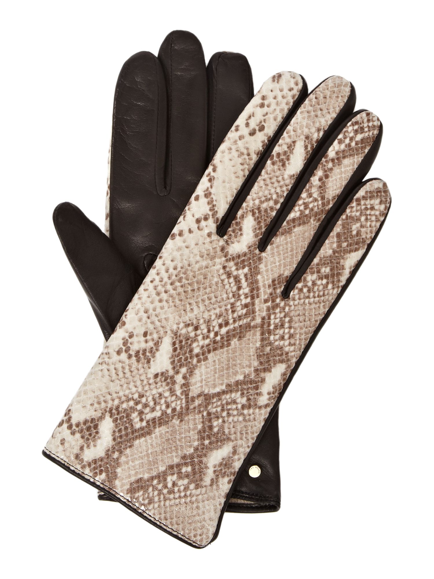 Ted Baker Leather Gloves with Snake Print Cuff in Beige (neutral) Lyst