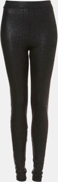 Topshop Snake Print Faux Leather Leggings - Lyst