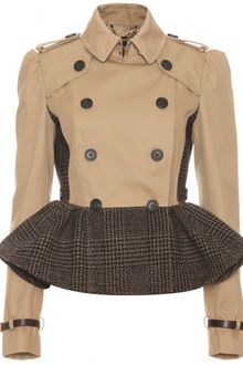 Burberry Prorsum Trench Jacket with Tweed Peplum - Lyst