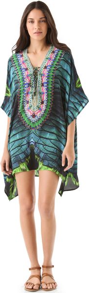 Camilla Short Lace Up Caftan Cover Up - Lyst