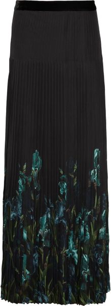 Gucci Irisprint Pleated Silk Chiffon Maxi Skirt in Black - Lyst