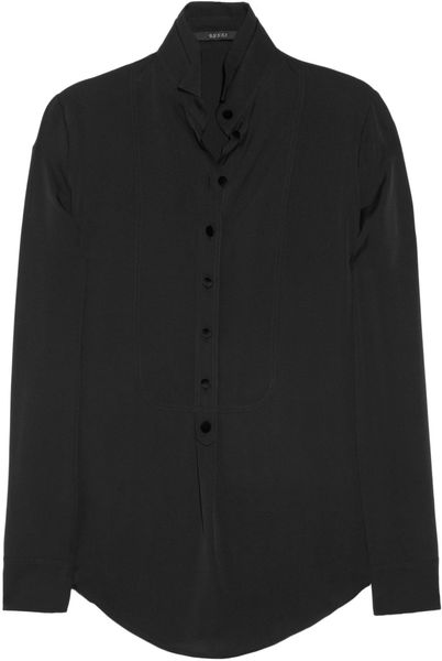 Gucci Silk Chiffon Shirt in Black - Lyst