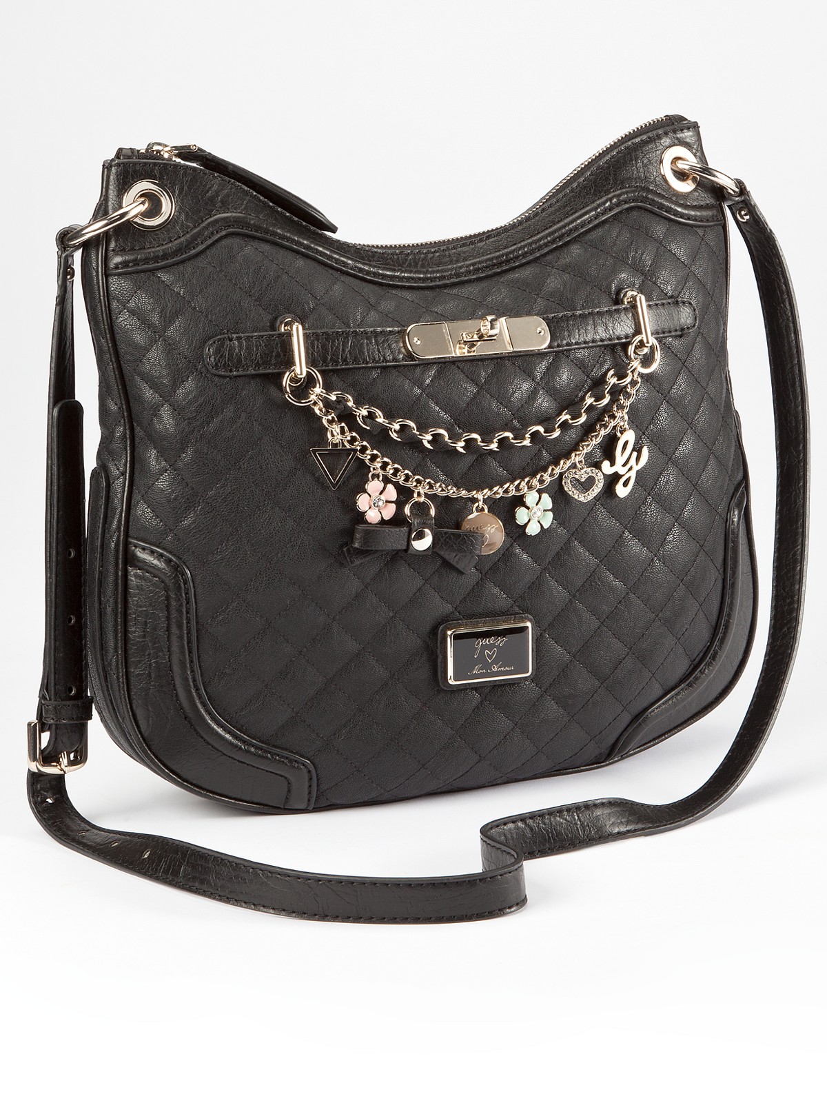 Guess Guess Amour Quilted Charm Detail Cross Body Bag in Black Lyst