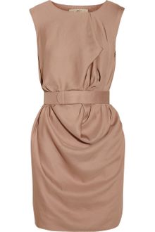 Halston Heritage Belted Draped Crepe Dress - Lyst