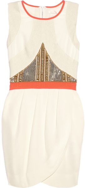 Sass And Bide We Are Stronger Embellished Silk Crepe De Chine Dress in Orange (cream) - Lyst