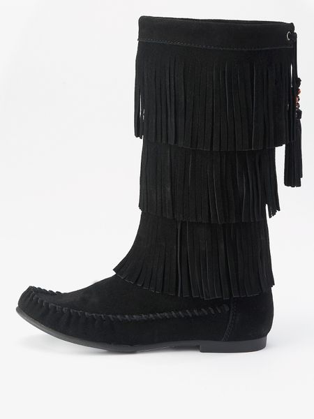 Steve Madden Steve Madden Takoda Fringe Knee Boots in Black (black ...