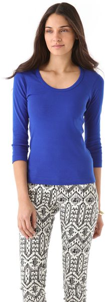 Three Dots Scoop Neck Tee - Lyst