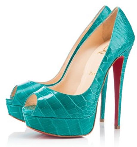 Christian Louboutin Lady Peep Croco in Blue - Lyst