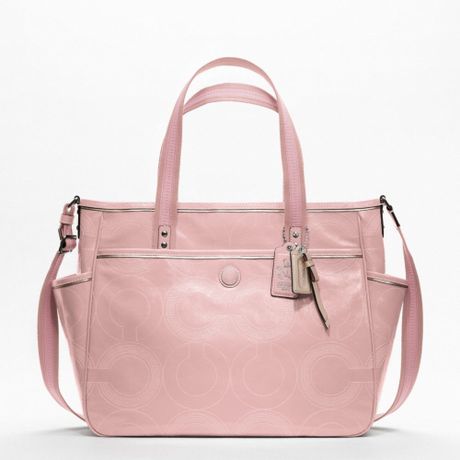 Coach Baby Bag Stitched Patent Tote in Beige (silverblush) | Lyst