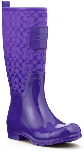 purple coach rain boots