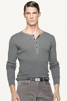 Ralph Lauren Black Label Longsleeved Ribbed Pima Cotton Henley - Lyst