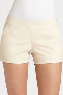 Theory Lura Leather Shorts - Lyst