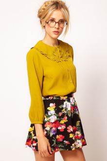 ASOS Collection  Blouse with Embroidered Collar - Lyst