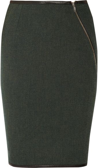 Boy by Band Of Outsiders Leather Trimmed Tweed Pencil Skirt - Lyst