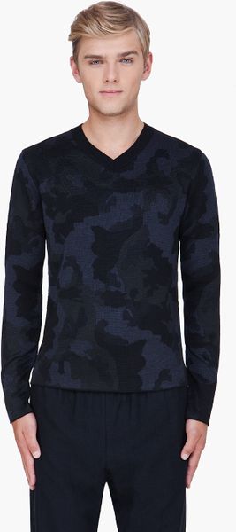 Comme Des Garçons Black Wool Camouflage Sweater in Black for Men - Lyst