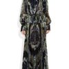 Emilio Pucci Printed Pleated Chiffon Gown in Gray - Lyst