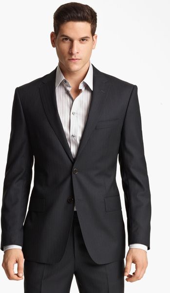 Versace Versace Trim Fit Stripe Suit in Gray for Men (charcoal/ brown stripe) - Lyst