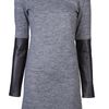 10 Crosby By Derek Lam Half Leather Sleeve Dress in Gray - Lyst