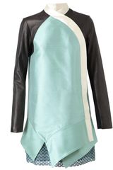 Proenza Schouler Leather and Shantung Silk Dress
